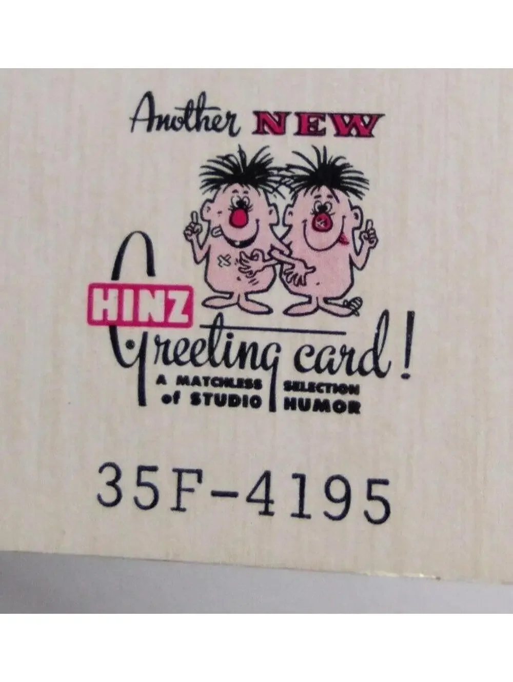 VINTAGE 1960s Hinz Greeting Card Red Flocked HUMOR Funny Face Card MCM Length 9